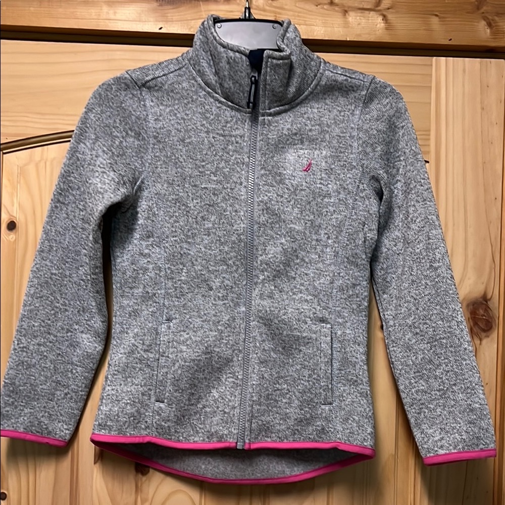 Girls Gray Nautica Jacket with Pink Accents M 8/10 NWOT